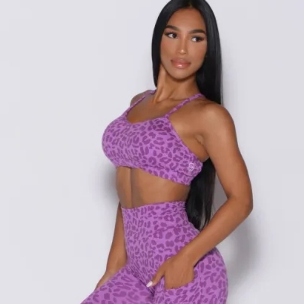 Bombshell Pumped Animal Purple Cheetah Leopard Print Lavender Bra Large